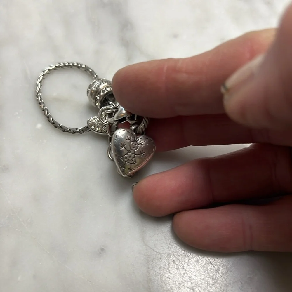 Brighton | Mom & Daughter Silver Plated Bracelet with Heart and Crystal Detail